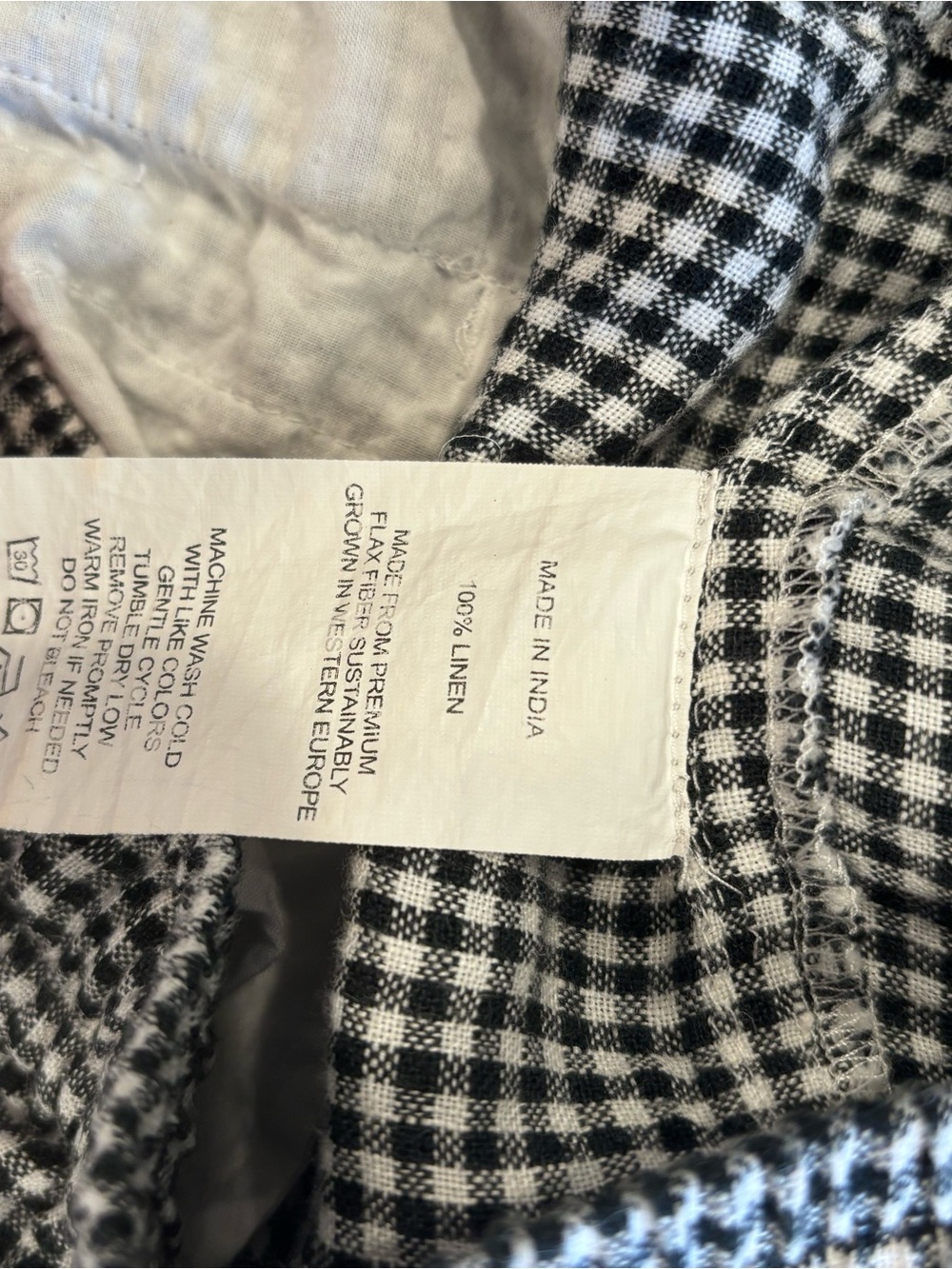 Quince Black & White Gingham Drawstring 100% Linen Shorts - Picture 8 of 8